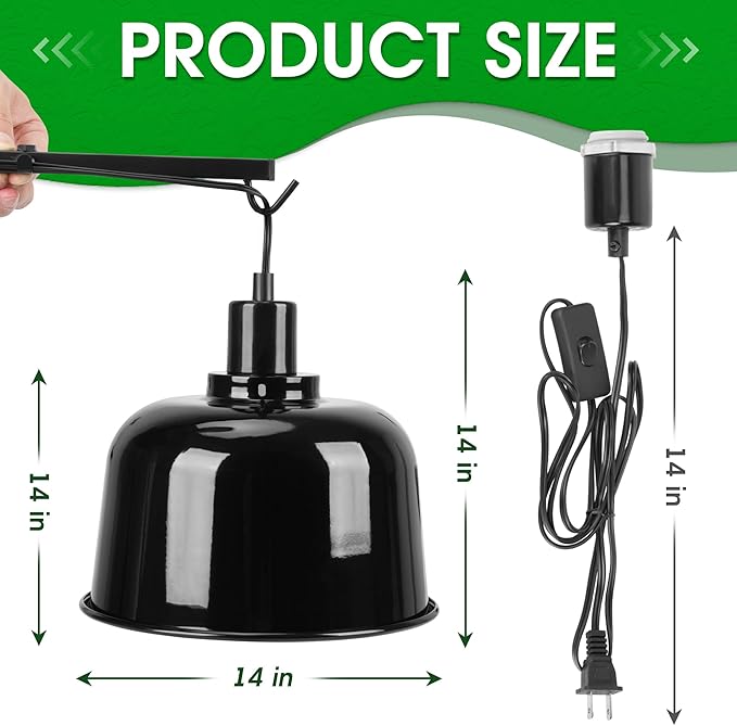 2 Pack Reptile Dome Lamp Cover Light Shade, 8.5 Inch Deep Reptile Dome Light Fixture, Aluminum for Reptile Terrarium with Ceramic Socket and Individual Switch (Bulbs Not Included)