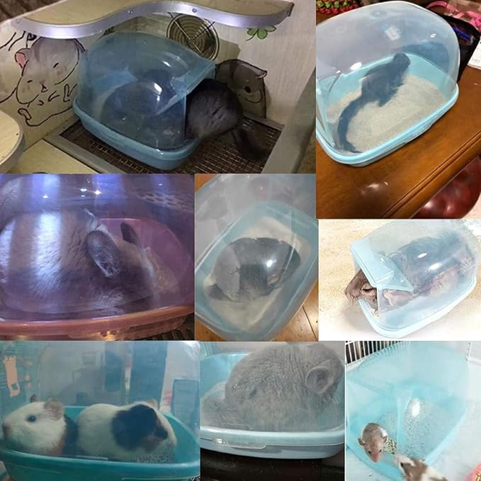 kathson Hamster Sand Bath Container Dwarf Hamster Dry Bathroom Chinchilla Sauna Toilet Plastic Sand Bathtub Sand Box Ideal for Guinea Pig Gerbil Hedgehog Squirrel and Other Small Animals (Pink)