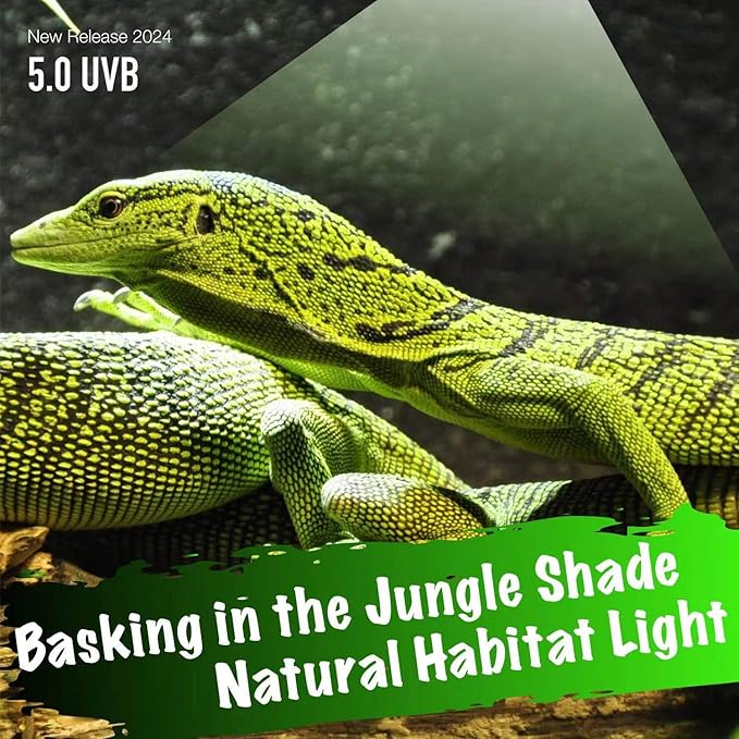 UVB Reptile Light, UVB5.0 24W, UVA UVB Reptile Light Bulb Lamp for Turtle Snake Lizard Leopard Gecko,Crested Gecko, UVB Bulbs for Tropical Reptiles