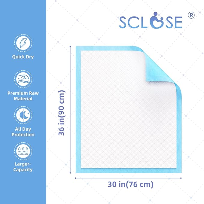 SCLOSE 100 Pack Pee Pads for Dogs Extra Large 30"x36", Puppy Pads XXL, Potty Pads for Dogs, Super Absorbent & Leak-Proof, Disposable Training Pads for Puppies, Doggie Pads, Blue