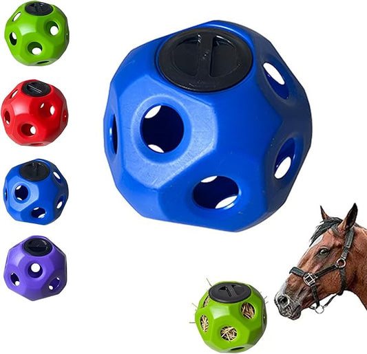 Hay Ball for Horses, 15.75" Large Capacity Hay Feeder for Horses, Slow Feeding Design Horse Treat Ball, Safe Durable Horse Stall Toys, Slow Feeder Ball for Stalls, Ranches, Pastures(Blue)