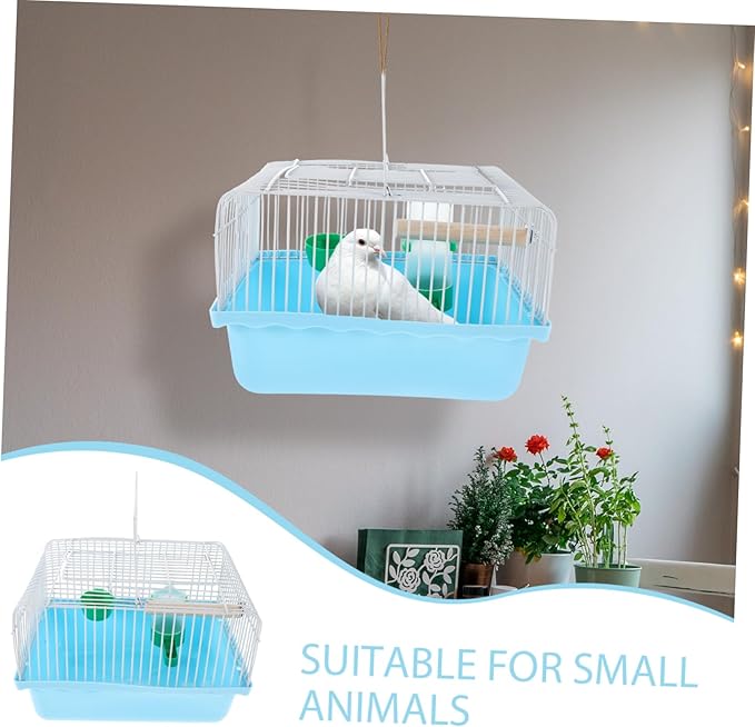 DECHOUS Bird Travel Cage: Portable Parrot Carrier with Water Feeder Small Birdcage with Wood Perch Stand and Food Tray for Parakeets and Lovebirds