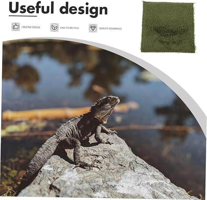 Milisten Reptile Carpet Substrate Liner for Terrarium Moisture Retaining Faux Grass Mat for Amphibians and Tortoises Reptile Bedding for Comfortable Habitat