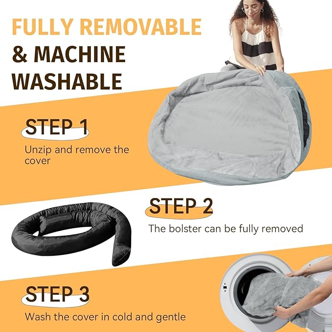 Orthopedic Jumbo Dog Bed for Extra Large Dogs, Giant Waterproof Dog Bed for Large Breed Dogs, Supportive Egg Crate Foam Pet Bed with Removable Washable Cover & Non-Slip Bottom, Silver