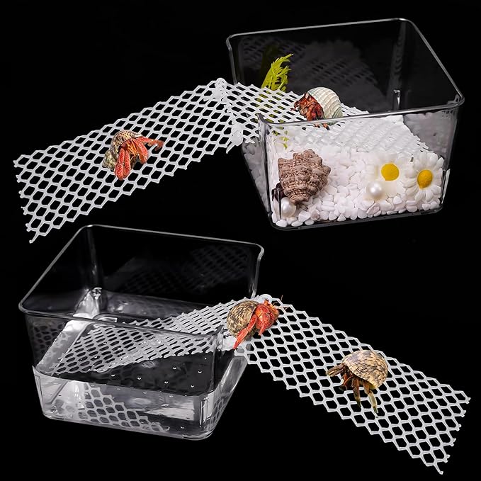 U0U 2 Pack Hermit Crab Water Tank,Hermit Crab Accessories Hermit Crabs Cage with Climbing Ramps,Acrylic Hermit Salt Water Pool for Small or Medium Hermit Crabs Habitat (Small)