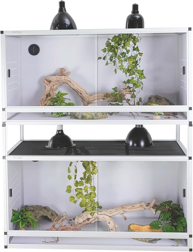 Reptile Enclosure Stand – 7.87'' Stackable Spacer Set for PVC Terrariums, Exclusive Cage Holder for ToxiRium Tanks, 4 Pack-White