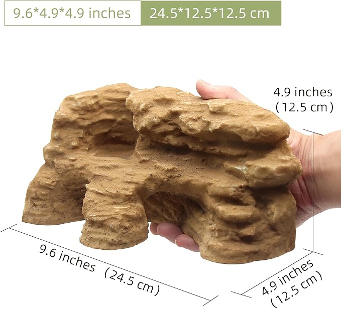 Reptile Hide Shale Scape Step Ledge Backdrop, Reptile Corner Rock Basking Platform Cave Hideout Tank Accessories Decorations, Great for Reptiles, Amphibians, Leopard Gecko, Snake, Frogs, Turtle