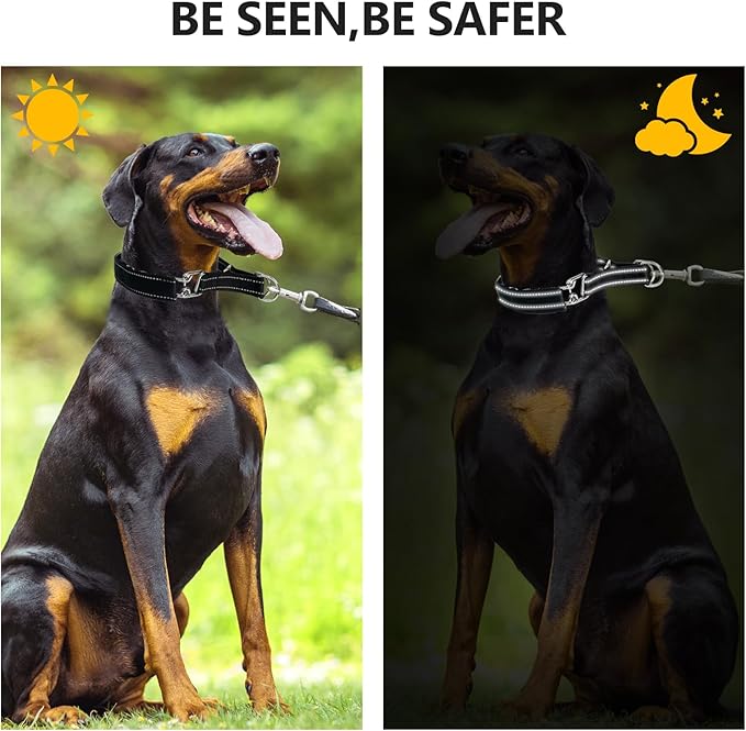 Prong Collar for Medium Dogs with Reflective Nylon Cover, Dog Pinch Collar,Dog Training Collar,High Strength Quick Release Metal Buckle,Comfort Rubber Tips (Black，3.0mm, 20-Inch)