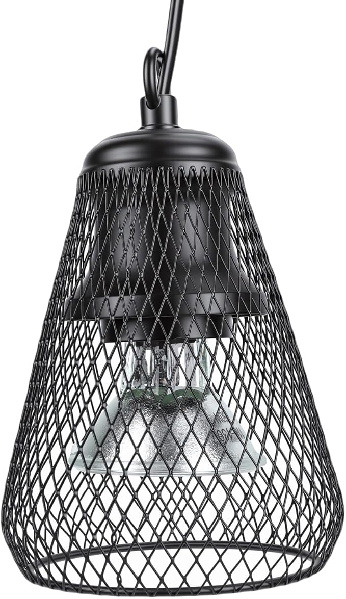 Reptile Heater Lamp Anti Scald Mesh Cage Lampshade Cover for Turtles Chicks Lizard Snake (US Plug)