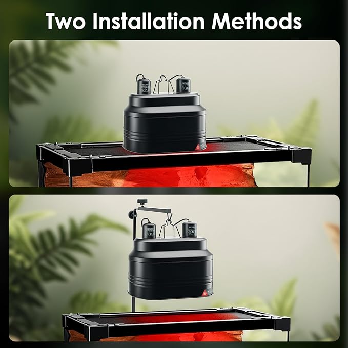 MIXJOY Dual Reptile Light Fixture, Max 160W Each Heat Lamp Fixture with Separate Switches, Fits Reptile Light/Heat Lamp/UVB Light for Lizards, Turtles, Snakes, and Amphibians
