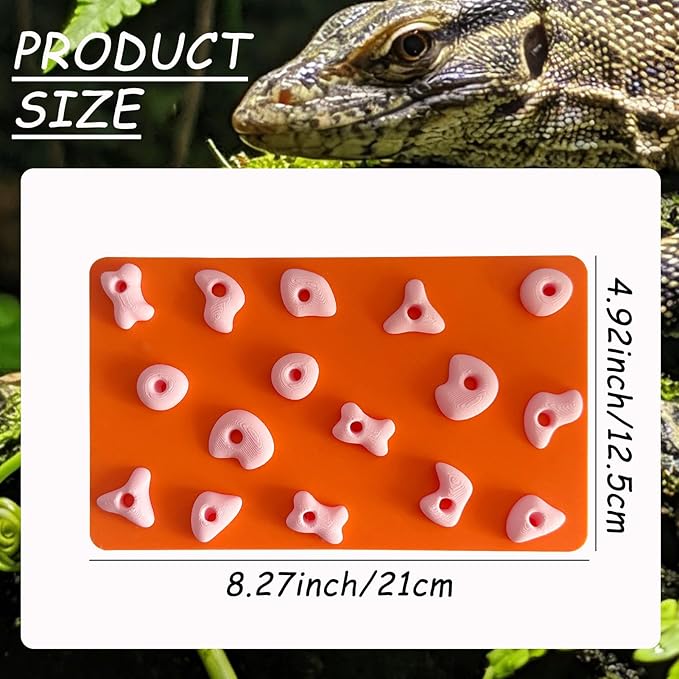 Mini Reptile Rock Climbing Wall, Terrarium Enclosure Enrichment & Habitat Décor for Bearded Dragons, Geckos, Lizards, Snakes, Tree Frogs and Small Amphibians (Orange & Pink)