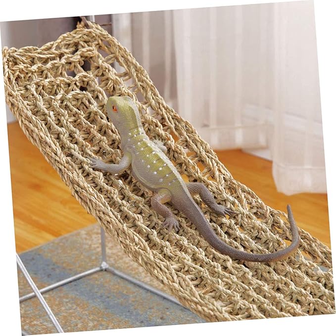 1pc Lizard Hammock Crested Gecko Hammock Pet Sea Grass Mat Lizard Reptile Hammock Lizard Lounger Hammock Small Animals Woven Lizard Tank Accessories Reptisoil Crawl The Bed Seaweed