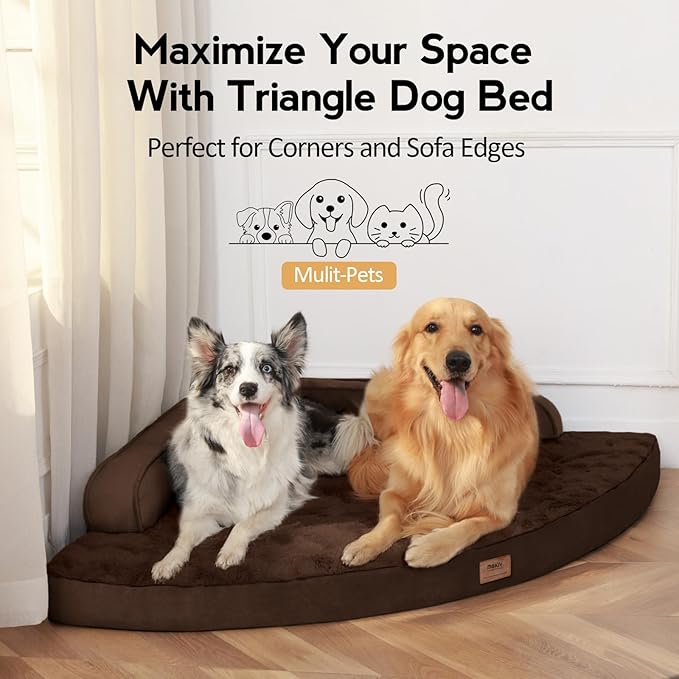MEKIY Large Orthopedic Dog Bed with Sides XXXL Dog Beds with Removable Washable Cover Non-Slip Waterproof Pet Bed for Extra Large Dogs - Brown XXXL