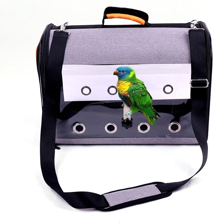 VIDECOR Parrot Go Out Bag Transparent Handbag Bird Starling Parrot Go Out Backpack Portable Bird Cage,A