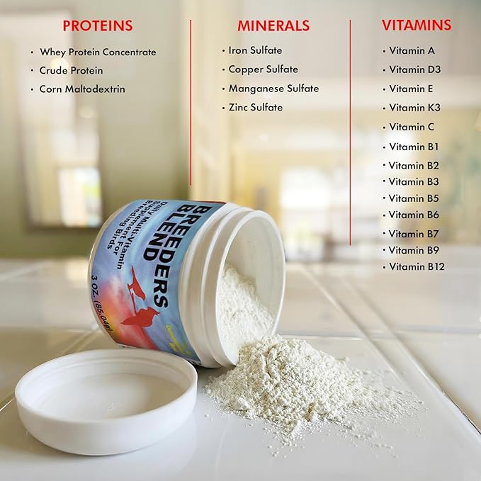 Morning Bird Breeders Blend 1.5 oz – Protein Supplement for Birds – Supports Breeding, Chick Growth, Muscle Development & Immune Health – Daily Vitamin Blend for Strong Bones & Overall Health