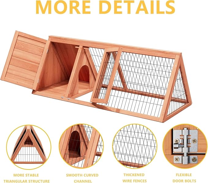 Small Chicken Coop, Chicken Run,Small Wooden Duck Coop Outdoor Quail Cage Rabbit Pet Hutch House Small Animals (Ntural Wood)