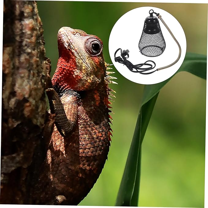 GANAZONO Reptile Heat Lamp Shade Scald Cover with Hook for Pet Safety Durable Construction Easy Installation Compatible with Voltage for Reptiles and Amphibians