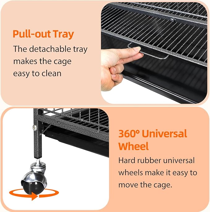 ZENY 37-inch Metal Ferret Chinchilla Cage with 2 Front Doors 4 Levels Small Animal Hutch for Squirrel/Rabbit/Rat Indoor Outdoor Use, Black