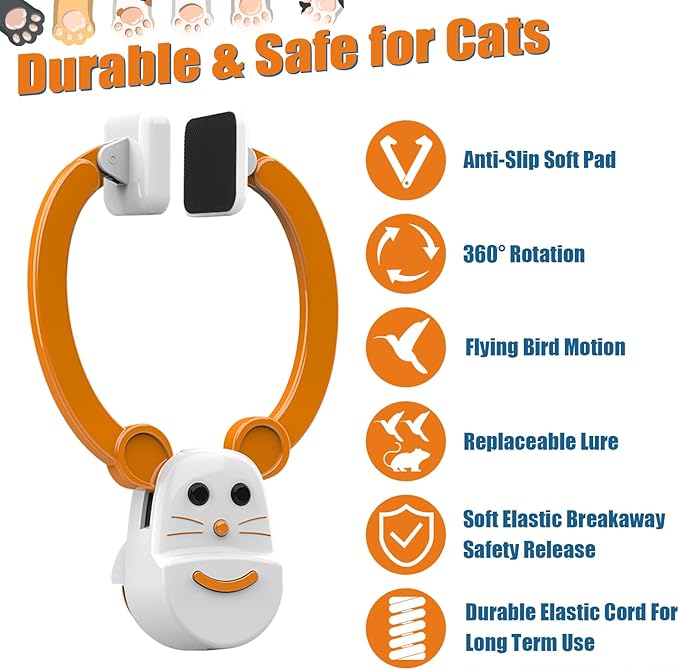 Interactive Cat Toys for Indoor Cats, Automatic Flying Bird Feather Wand Toy for Chase Exercise Enrichment, Rechargeable Durable Safe Hanging Cat Toy for Bored Kittens & Adult Cats - Image 4