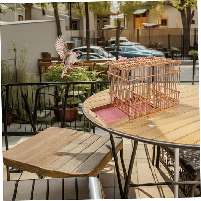Natural Bamboo Birdcage Stand Small Bird Travel Cage Budgie Cage Parrot Carrier Parakeet Carrier for Cockatiels