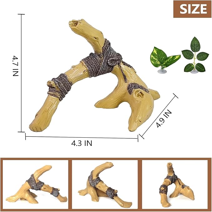 Tfwadmx Snake Climbing Branch, Reptile Wood Trunk Branches Decor Resin Reptile Climbing Wood Branches Gecko Tank Branches Decor Chameleon Cage Accessories for Lizards, Tarantulas, Frogs
