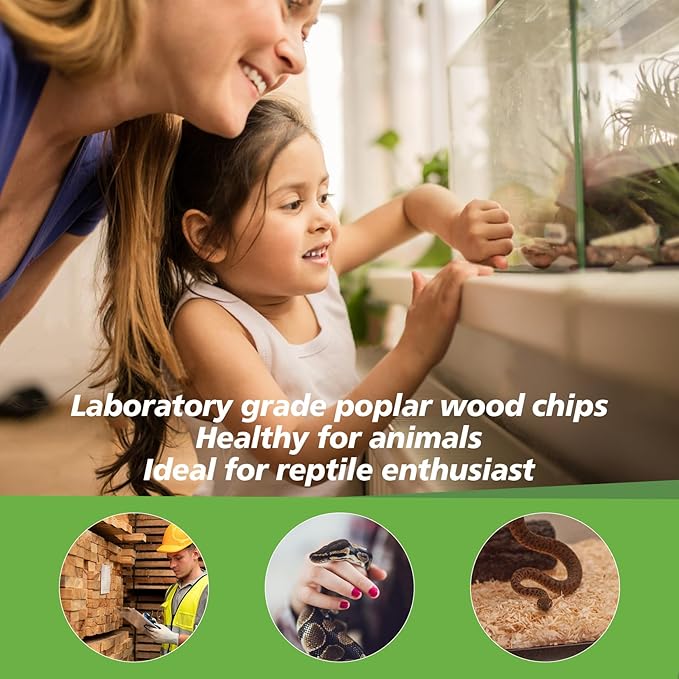 Sukh 14OZ Natural Aspen Shavings Reptile Bedding, Soft Wood Shavings Terrarium & Tank Substrate, Nesting Material for Snake, Lizard, Tortoise, Small Animal, Rabbit, Chicken & Bird