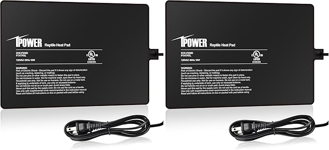 iPower Reptile Heat Pad 8 by12 Inch Under Tank Terrarium Warmer 16W Heating Mat for Turtle, Lizard, Frog, Snake, Hermit Crab and Other Small Animals (Pack of 2)
