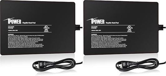 iPower Reptile Heat Pad 8 by12 Inch Under Tank Terrarium Warmer 16W Heating Mat for Turtle, Lizard, Frog, Snake, Hermit Crab and Other Small Animals (Pack of 2)