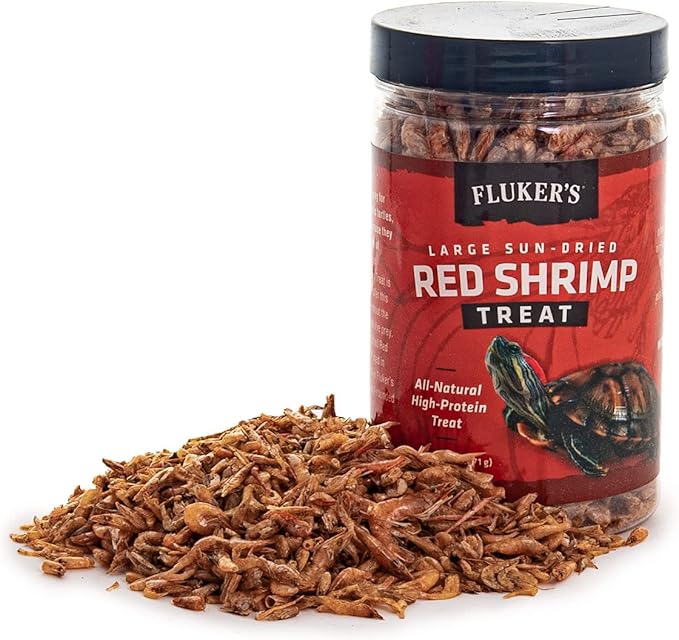 Fluker's All Natural Large Sun-Dried Red Shrimp, High Protein Treats, Aquatic Turtle Food, Great for Aquatic Frogs, Tegus, Monitors, and Tropical Fish, 2.5 oz