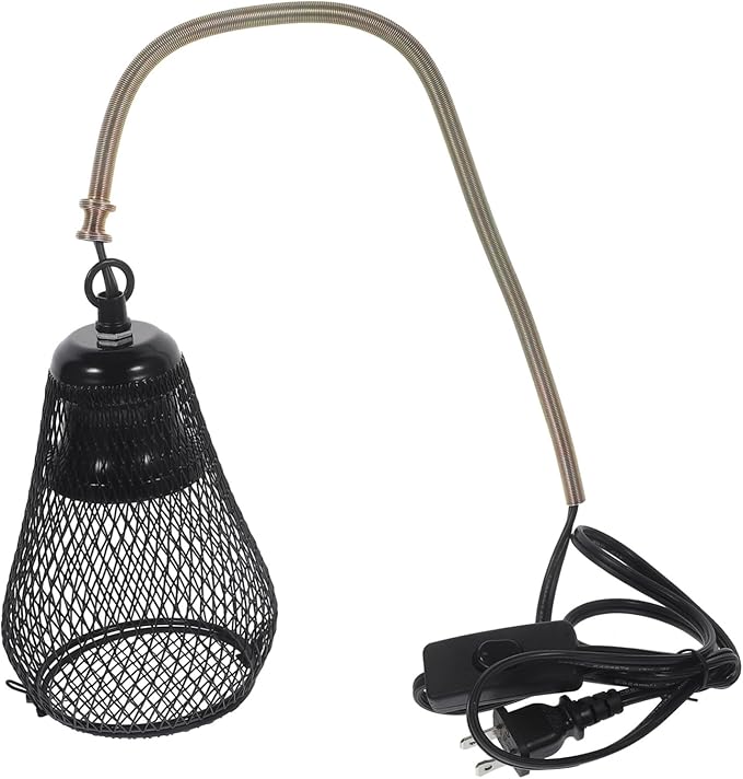 UPKOCH Reptile Heating Lamp Shade Scald Mesh Cover for Pets Durable and Odor Protects Lizards Snakes and Tortoises Easy Installation with Hook US Plug