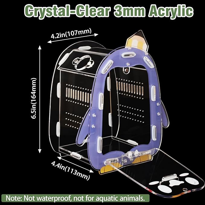 Jumping Spider Enclosure, Penguin Style Small Spider Terrarium with Magnetic Feeding Hole, Escape-Proof Habitat for Tarantula, Mantis, Beetle