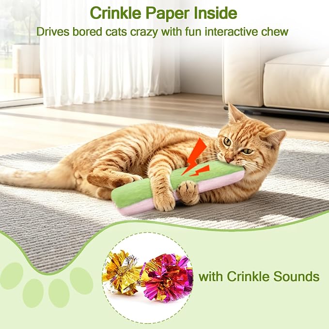 Retro Shaw Refillable Catnip Cat Toys Pillows, for Indoor Cats Kicker, 3PCS - Image 5