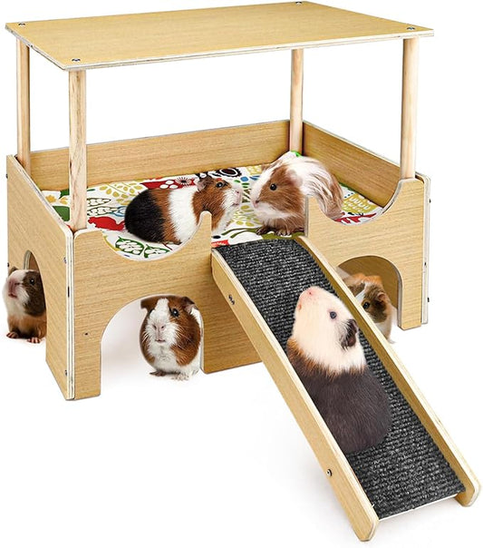 Guinea Pig House, Hamster Hideout, Rabbit House, Guinea Pig Toys, Guinea Pig Accessories, Small Animal Houses and Habitats (Wood)