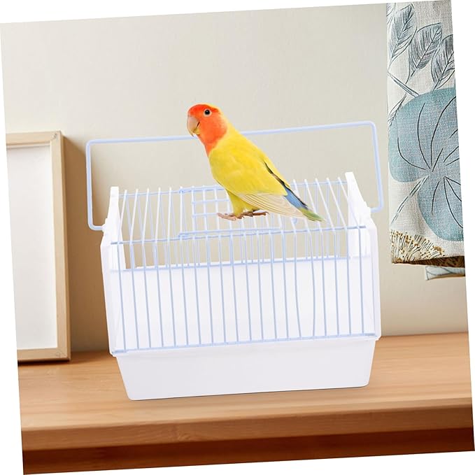 Portable Small Bird Carrier Cage with Comfortable Handle Lightweight Metal Travel Cage for Parrots Parakeets and Small Pet Birds Breathable Design for Hiking Camping and Travel