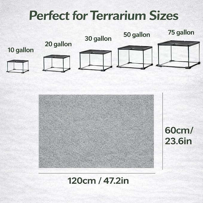 Mechpia 47" x 24" Large Reptile Carpet Terrarium Liner Bedding Reptile Substrate Mat Tank Accessories for Bearded Dragon Snake Lizard Tortoise Leopard Gecko (Grey)
