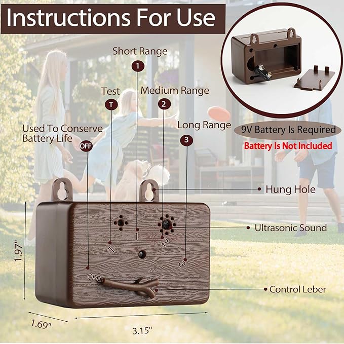 GlossyEnd Anti Barking Device, 50 FT Ultrasonic Dog Barking Control Device, 4 Modes Bark Box,Neighbor Dog Silencer, Dog Barking Silencer for Indoor and Outdoor Use (Brown