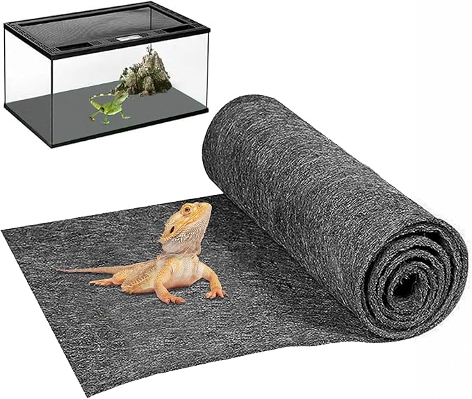 Mechpia 47" x 24" Large Reptile Carpet Terrarium Liner Bedding Reptile Substrate Mat Tank Accessories for Bearded Dragon Snake Lizard Tortoise Leopard Gecko (Grey)