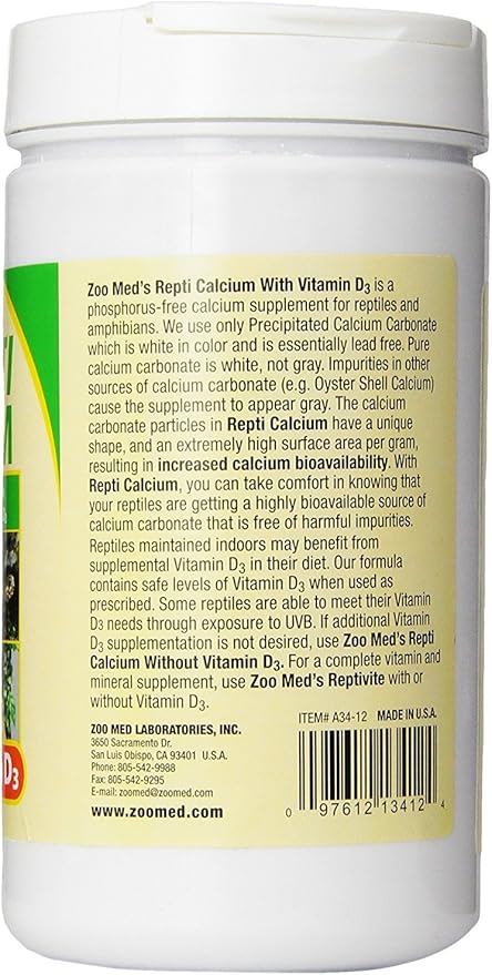 Zoo Med (3 Pack) Reptile Calcium with Vitamin D3, 12-Ounce Each