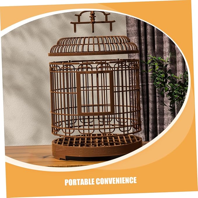 Vintage Birdcage Villa Large Decorative Plastic Cage for Parakeets Budgies Cockatiels Travel Indoor Use