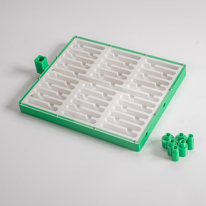 Educational Ant Farm Observation Nest, White and Green, Large Flat Terrarium with 4 Extension Ports, 2 Feeding Areas