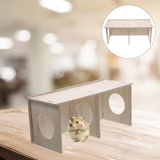 Baluue Wooden Hamster Cabin Hideout House Maze for Small Pets Sleep Play Hideout