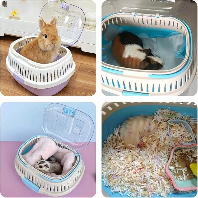 Hamster Carrier Guinea Pig Carrier 13 X 11 X 8 in Portable Hamster Travel Cage with Ventilation Holes Outdoor Small Pet Carrier for Rat Gerbil Rabbit Hedgehog Squirrel Mouse Bunny