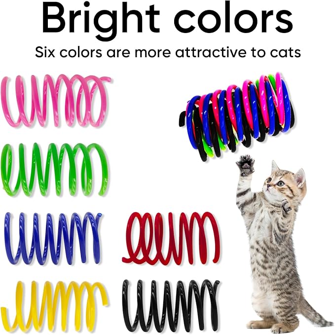 Cat Toys for Indoor Cats, 60 Pack Interactive Cat Spring Toys, 6Colors - Image 3