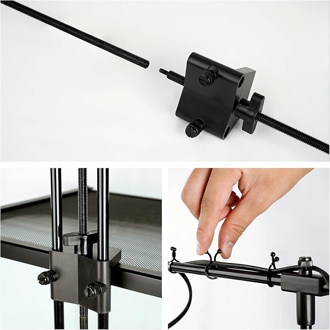 BETAZOOER Reptile Dual Lamp Stand Metal Adjustable Heating Lamp Holder Light Fixture Retractable Ideal for Reptile Glass Terrarium Amphibians/Terrestrial Invertebrates Vivarium