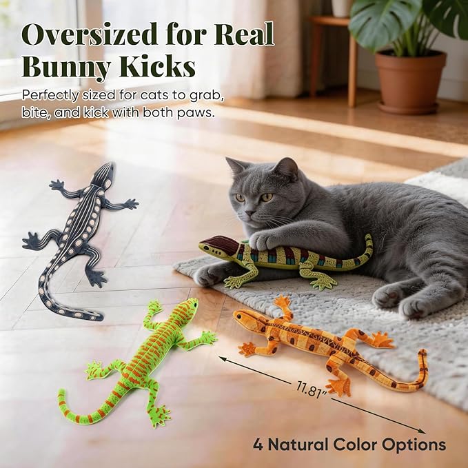 CiyvoLyeen Plush Lizard Catnip Toys for Indoor Cats 4 Pack - Image 3