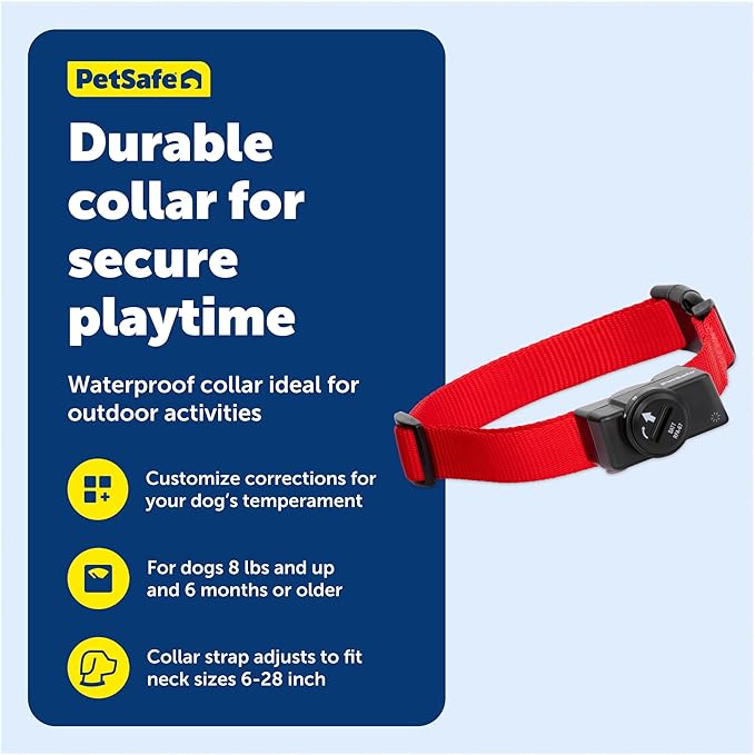 PetSafe Wireless Pet Containment System Receiver Collar - Battery-Operated & Waterproof - Adjustable Receiver Collar with 5 Correction Levels - for Dogs 8lb+