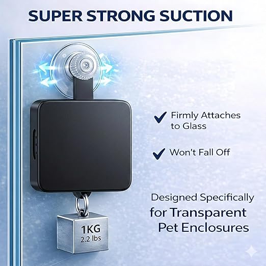 Suction Cup Reptile Thermometer Hygrometer,Large Screen °F/°C Temp&Humidity Gauge for Terrarium Tank Enclosure,Strong Hold,for Gecko,Bearded Dragon,Snake,Tortoise,Hermit Crab,Jumping Spider (1 Black)