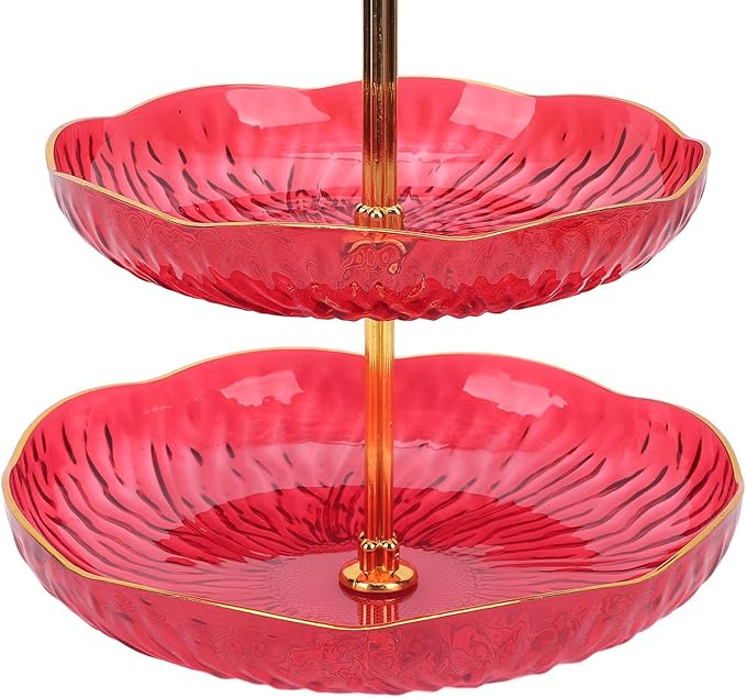 SUNGOOYUE Hanging Bird Feeder for Outdoor Use, Practical Bird Bath with 3-Tier Hanging Bowl, Holds Up to 4.5 Kg of Food, Improves The Watching Experience in Your Garden (Red)
