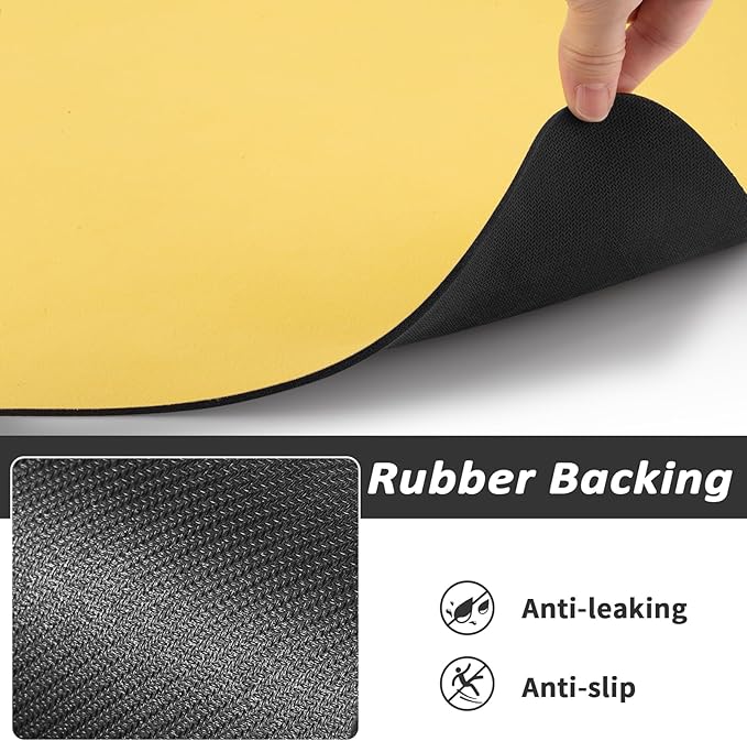 HotLive Dog Food Mat - Absorbent Cat Mat for Food and Water, No Stains Pet Feeding Bowl Mat, Easy to Clean Pet Placemats, Quick Dry Dog Water Dispenser Mat for Messy Drinkers | Yellow 18"x 28"