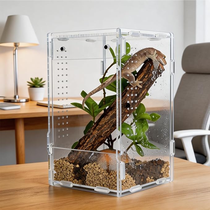 5x5x8 Reptile Tank – Acrylic Reptile Enclosure Terrarium for Crested Gecko, Lizards, Spiders & Snakes – Clear Lizard Habitat Terrarium